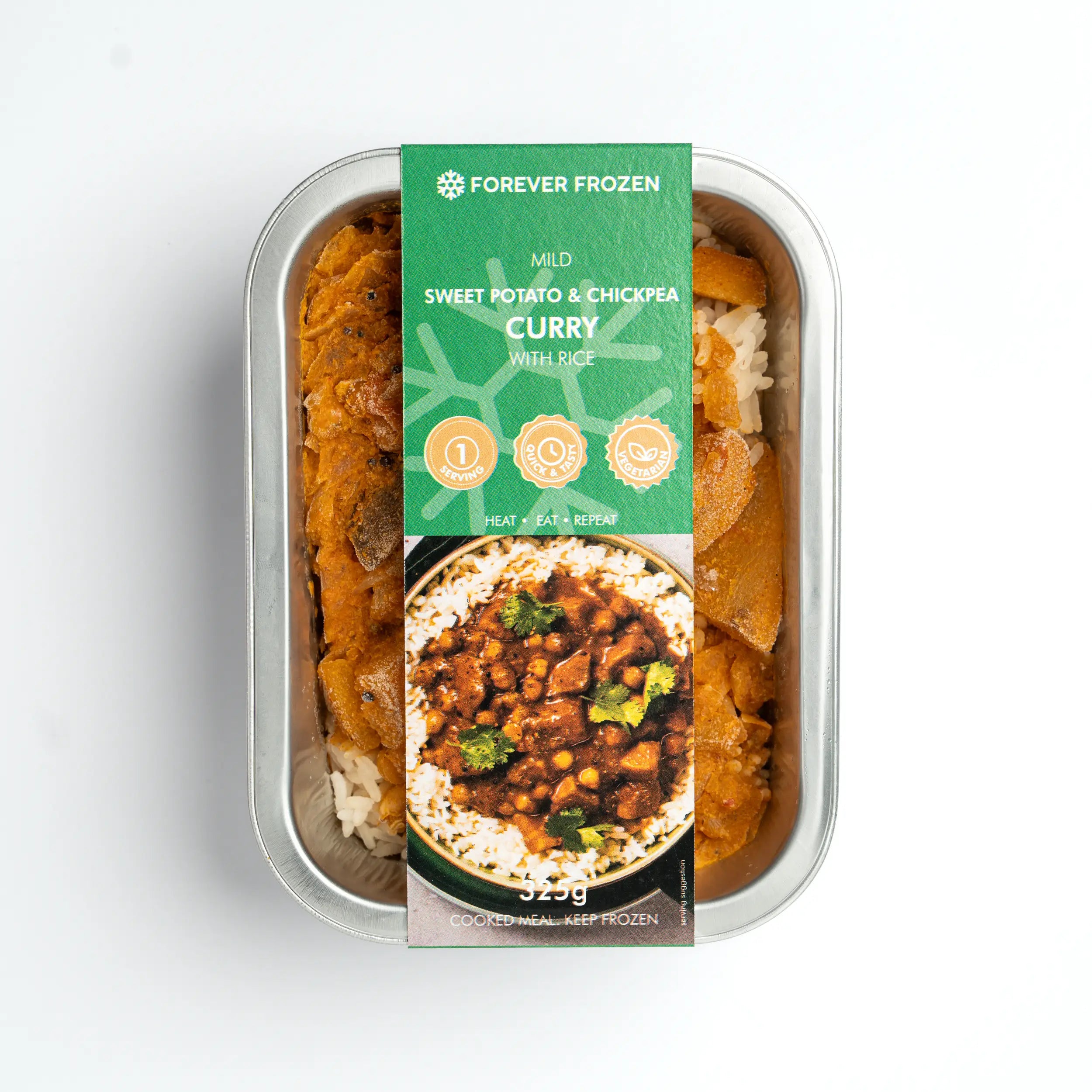 Mild Sweet Potato & Chickpea Curry with Rice - Forever Frozen - CPT