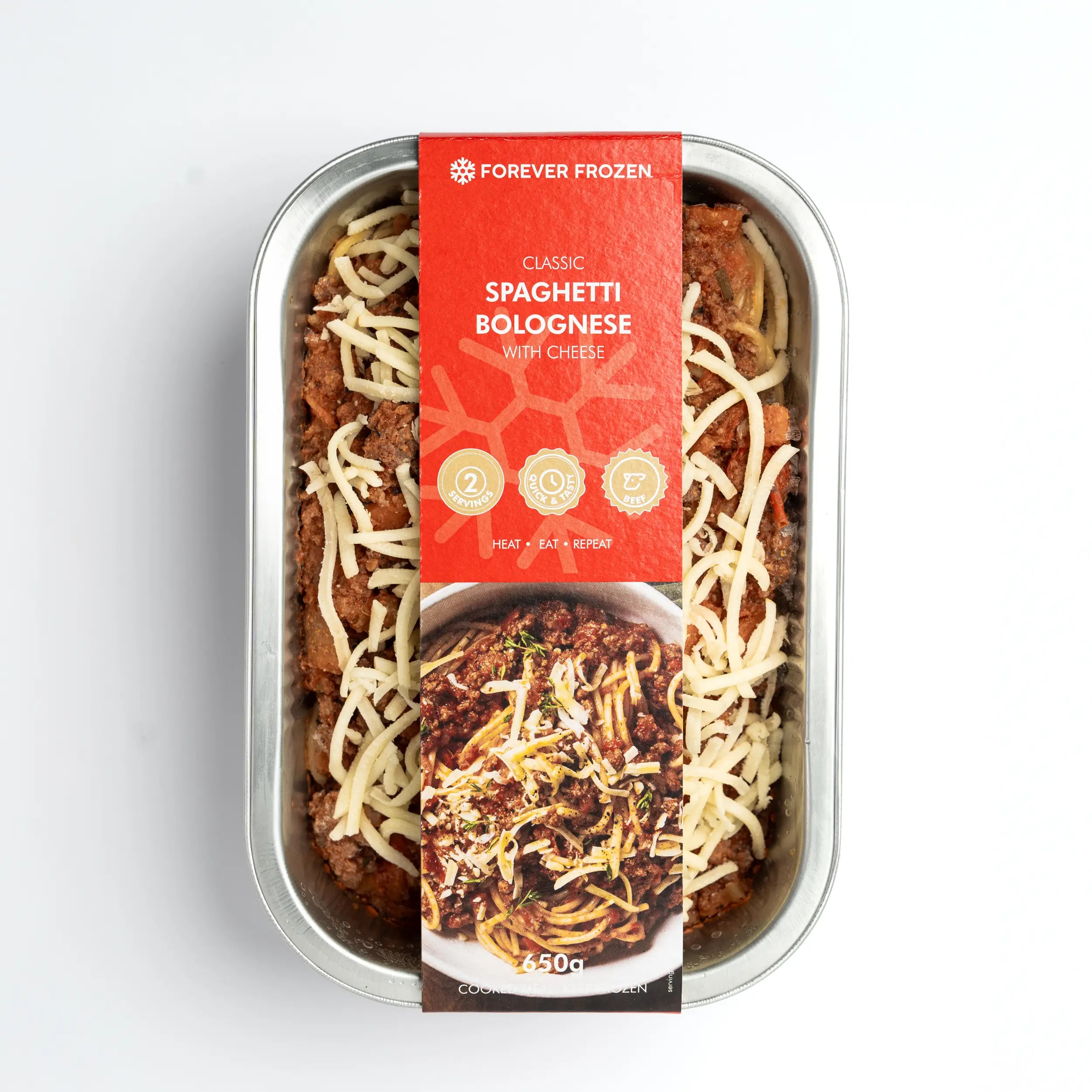 Classic Spaghetti Bolognese with Cheese - Forever Frozen - CPT
