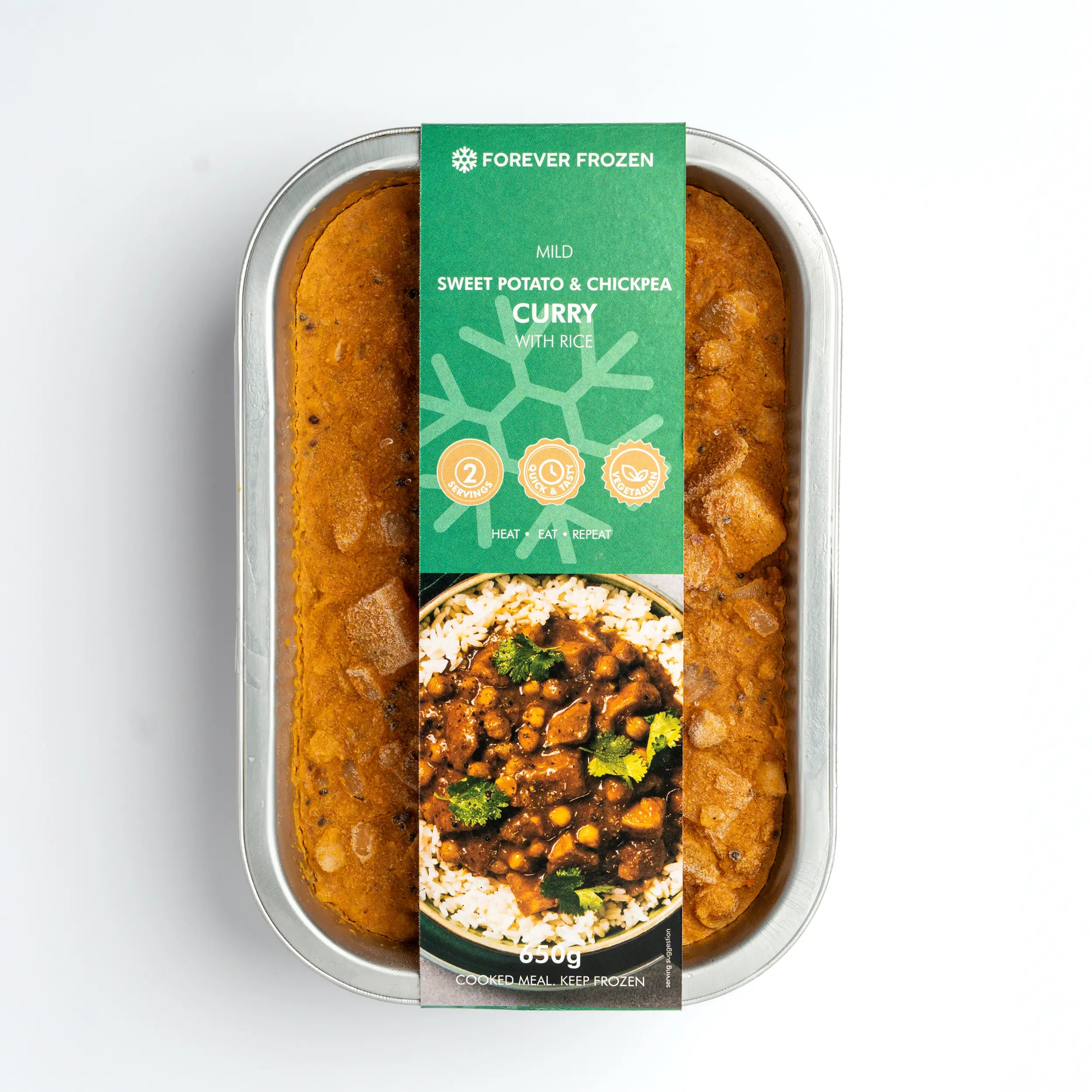 Mild Sweet Potato & Chickpea Curry with Rice - Forever Frozen - CPT