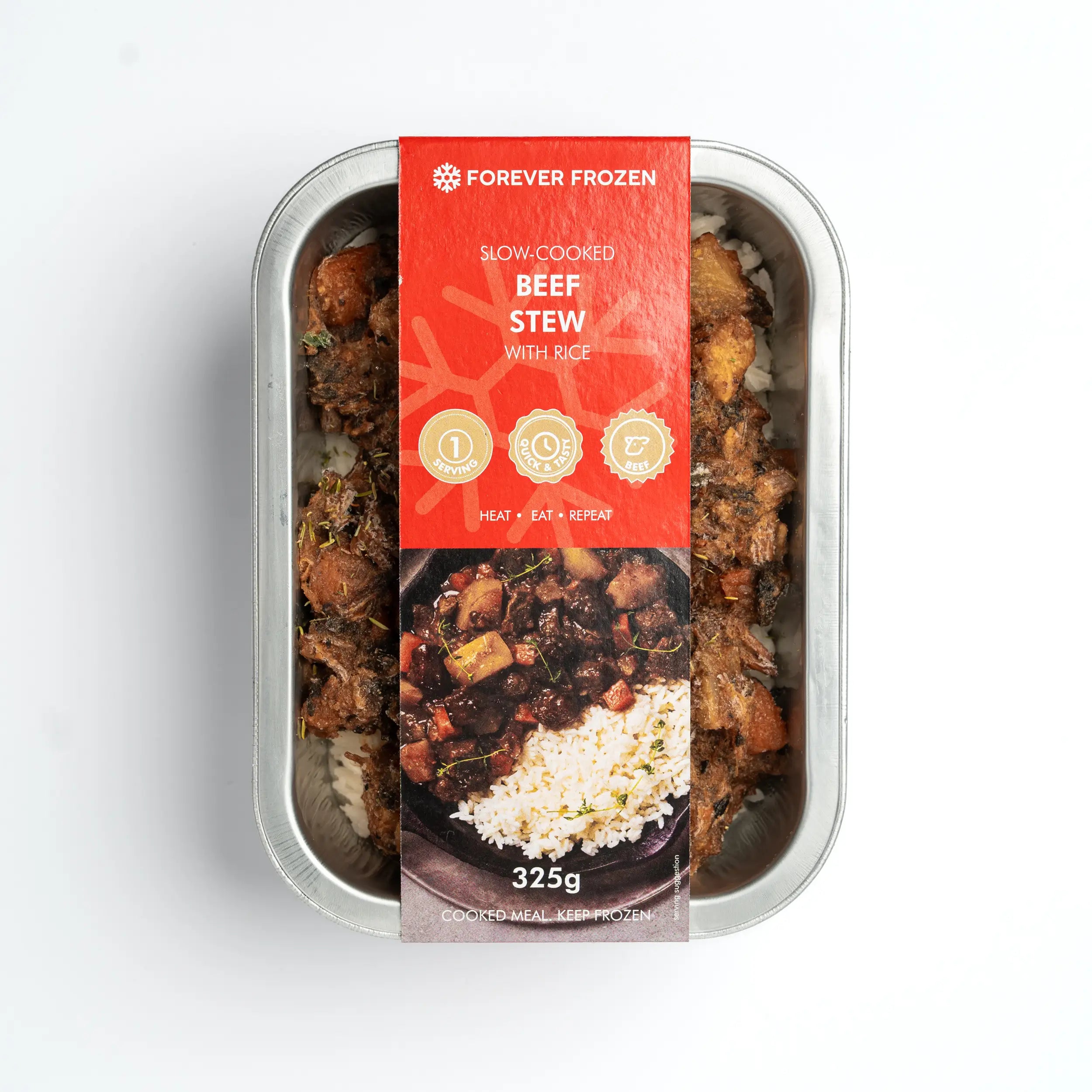 Slow-Cooked Beef Stew with Rice - Forever Frozen - CPT