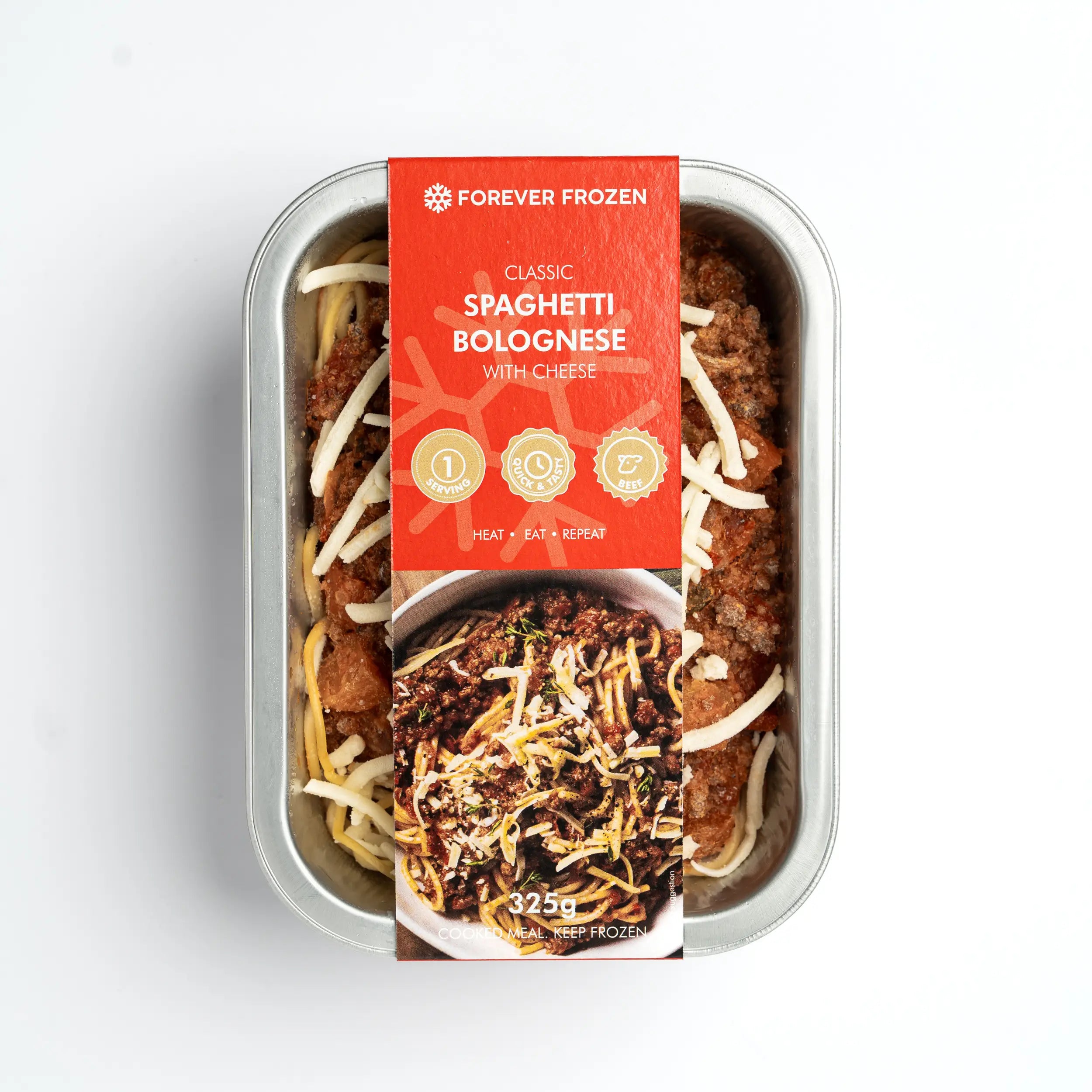 Classic Spaghetti Bolognese with Cheese - Forever Frozen - CPT