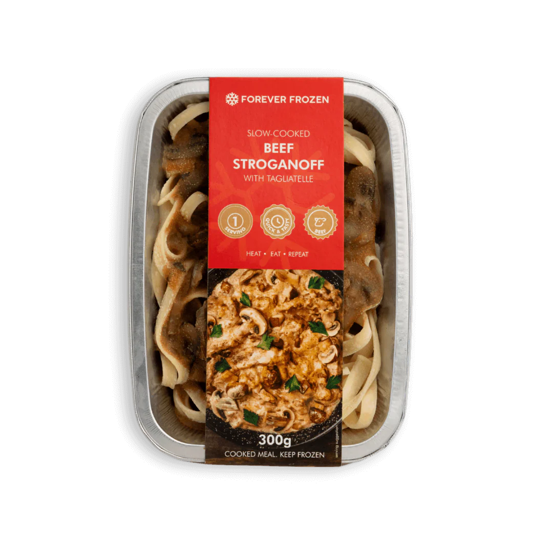 Slow-Cooked Beef Stroganoff with Tagliatelle - Forever Frozen - CPT