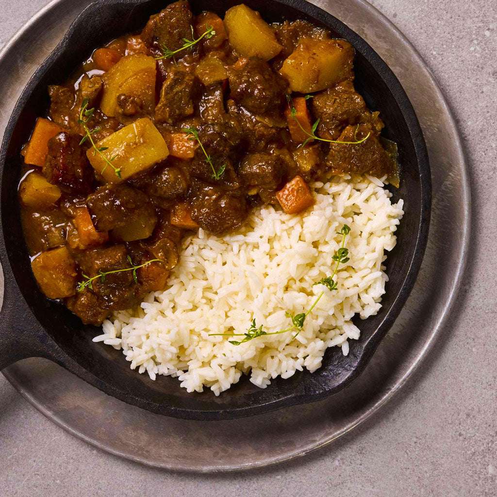Slow-Cooked Beef Stew with Rice - Forever Frozen - CPT