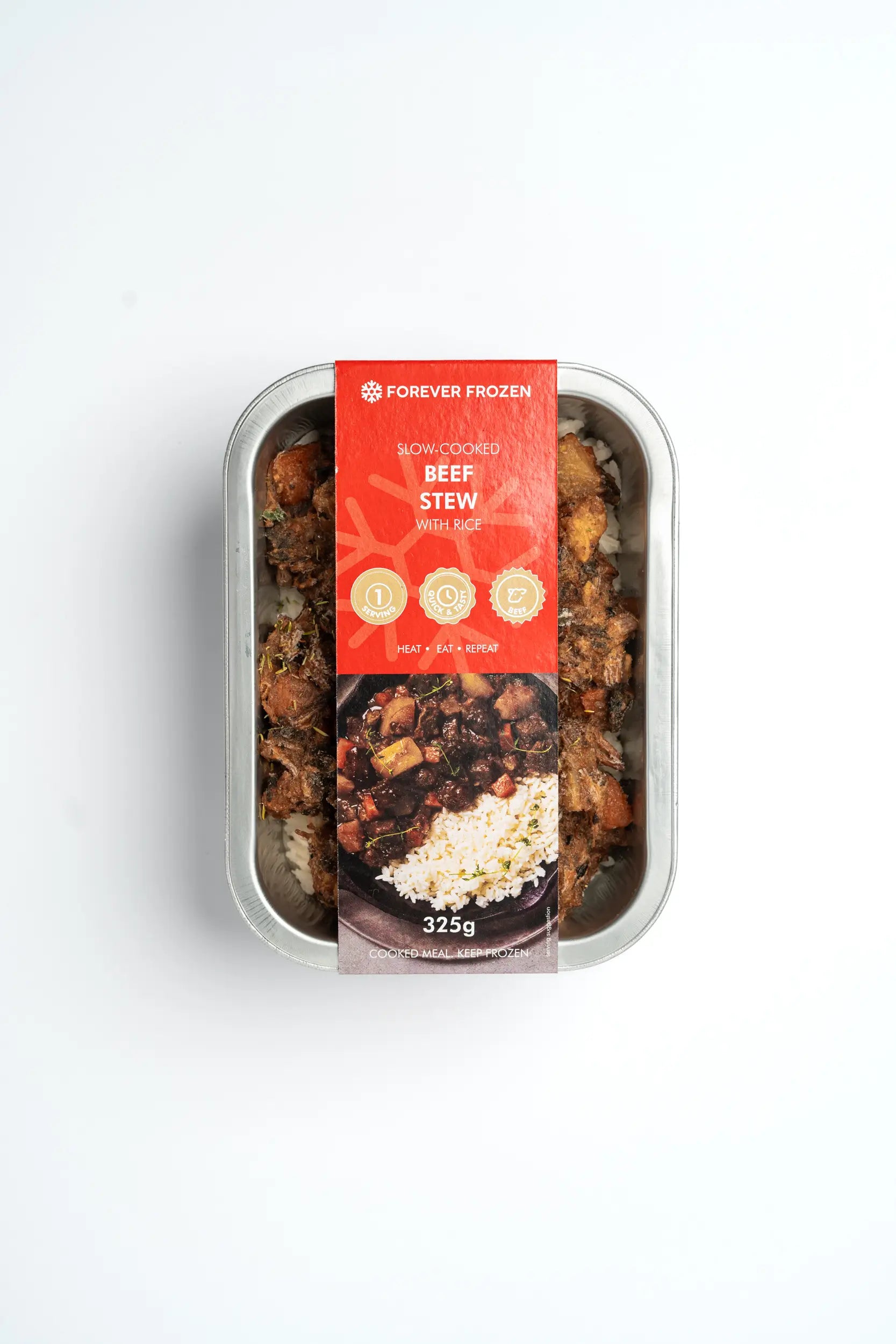 Slow-Cooked Beef Stew with Rice - Forever Frozen - CPT