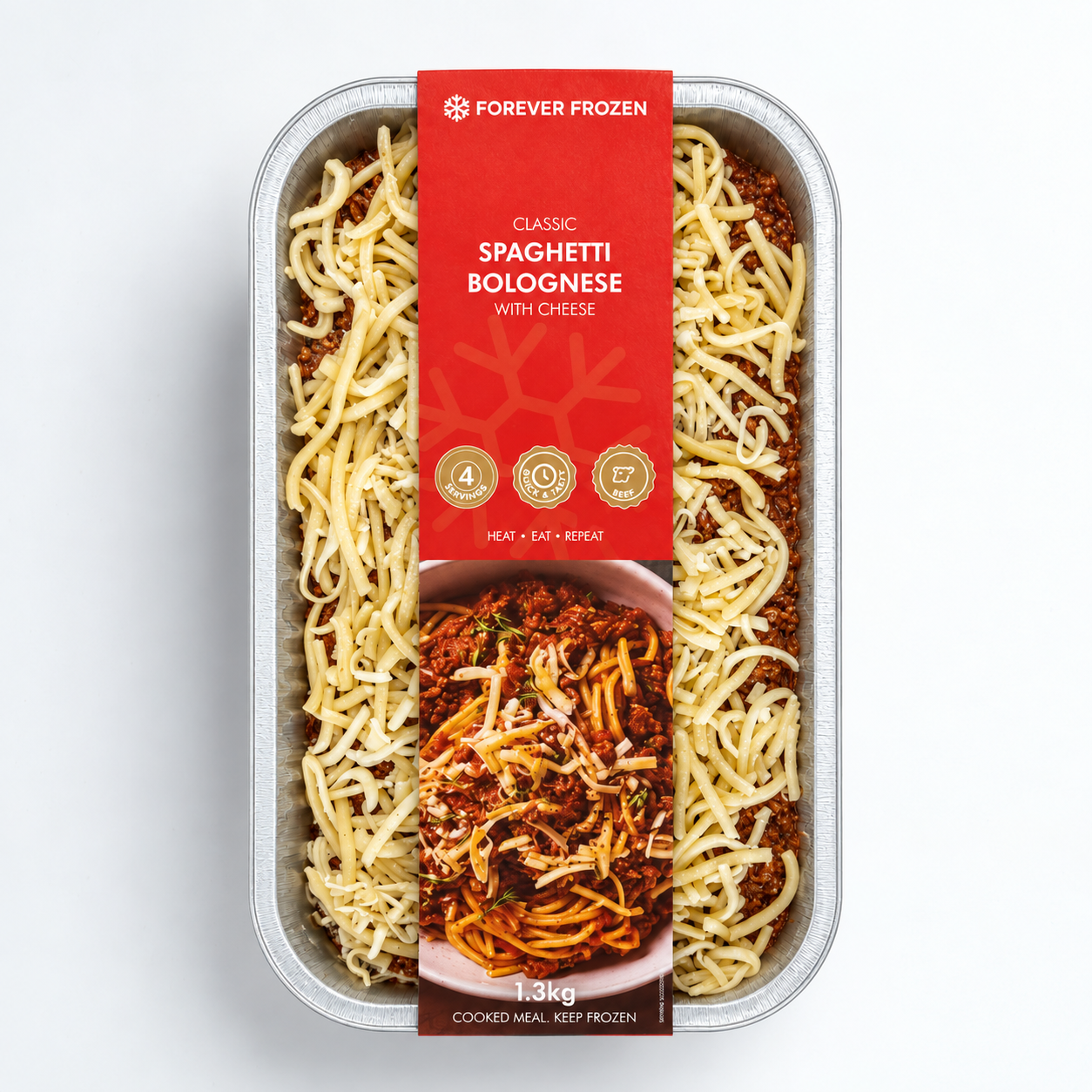 Classic Spaghetti Bolognese with Cheese - Forever Frozen