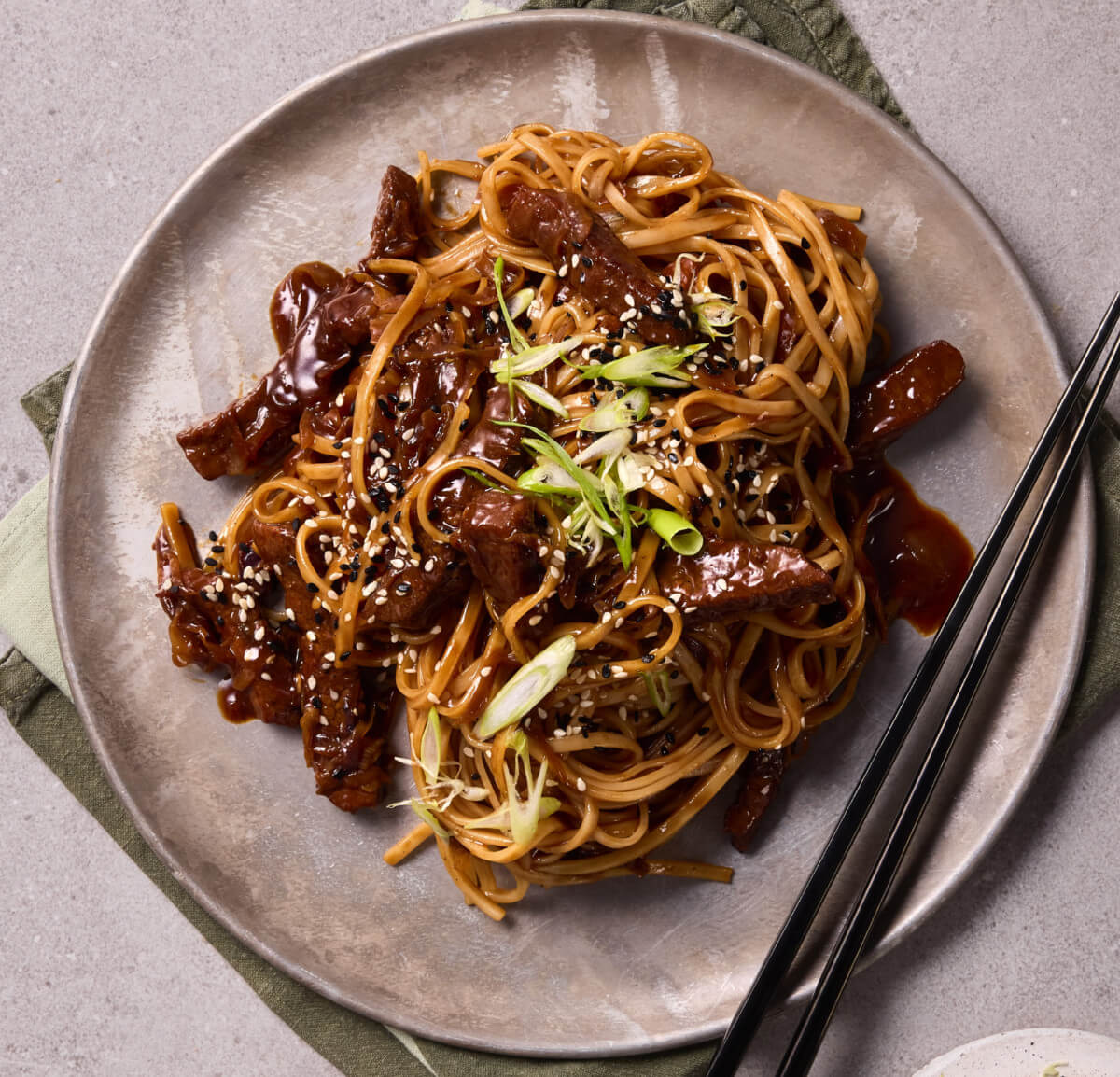 Sticky Ginger Beef with Noodles